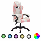 vidaXL Igraca stolica s RGB LED svjetlima roza i crna od umjetne kože