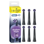 Oral-B iO Radiant White nadomestne glave za zobno ščetko z belilnimi vlakni Black 6 kos