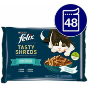 Felix Tasty Shreds výběr s lososem a tuňákem ve šťávě 48 x 80 g