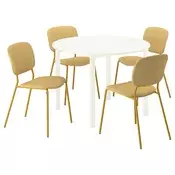 VIHALS / VIHALS Sto i 4 stolice, bela bela/žuta Tibbleby žuta, 107 cm