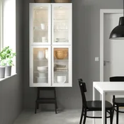METOD Horiz.zid.orm. s 2 stakl.vrata, bela/Hejsta belo bistro staklo, 60x80 cm