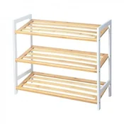 Polica za obuću Bamboo, 3 nivoa, Bela