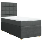 Vidaxl Box spring postelja z vzmetnico temno siva 80x200 cm blago