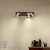 LEDVANCE stropni reflektor Mercury GU10, 3-žarčni, les/bel - Dnevna soba/jedilnica - belo, temno leseno - Kovina