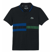 Majica za djecake Lacoste Striped Ultra-Dry Pique Tennis Polo Shirt - black/blue/green