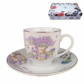 ŠALICE ZA KAVU S TANJURICIMA 6/1 PORCULAN 180 ML - LAVANDA