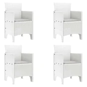 Vidaxl Vrtni Stol z blazino 4 szt. Bela 53 x 49 x 85 cm Polipropilen