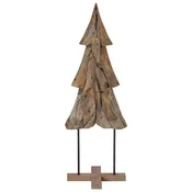 Vidaxl Božično drevo z stojalom Rjava 121 cm Trdna tikovina