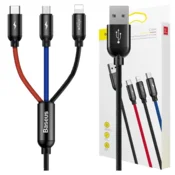 BASEUS BASEUS kabel USB 3v1, USB-A na USB-C, Lightning in USB-Micro 1,2m, 3.5A, črn/moder/rdeč