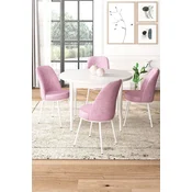 Hanah Home Set Trpezarijski sto i 4 stolice, Belo-roze
