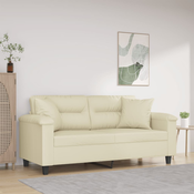 vidaXL vidaXL Kavč dvosed z okrasnimi blazinami krem 140 cm umetno usnje, (20925409)