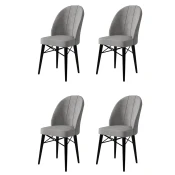 Hanah Home Set 4 trpezarijske stolice Ritim Sivo-Crni