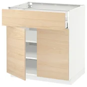 METOD / MAXIMERA Podni element s fiokom/2 vrata, bela/Askersund im. svetlog jasena, 80x60 cm