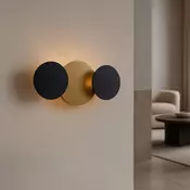 Moderna stenska svetilka črna z zlatom, vklj. LED 3-stopenjsko zatemnjevanje 3-luči - Sunrise 3