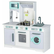 Eco Toys Drvena kuhinja sa veš mašinom XXL + kuhinjski dodaci