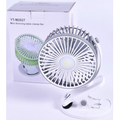 USB prenosni namizni ventilator z osvetlitvijo - Ventilator na Ščipalko - Črna