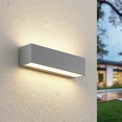 Lucande LED zunanja stenska svetilka Lengo 25 cm, srebrna, svetloba - Sodobni - srebro - Aluminij
