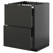 METOD / KNIVSHULT Pod.elem.grej.ploca/2front/2fiok, Crnosiva/Nickebo boja antracita, mat, 60x60 cm