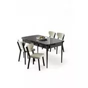 HANAH HOME Rasklopivi trpezarijski sto i stolice (5 delova) Exve Black Marble Cream