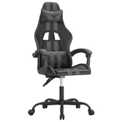 Vidaxl Gaming stol črno in siva umetno usnje
