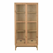 Vitrina v hrastovem dekorju z drsnimi vrati v naravni barvi 100x203 cm Hazelton – Rowico