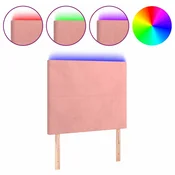 Vidaxl LED posteljno vzglavje roza 80x5x118/128 cm žamet