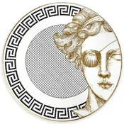 Casa Padrino luxury porcelain plate woman with eye patch white/black/gold A 29 cm - Hand painted porcelain dinner plate - Luxury quality - Made in Italy