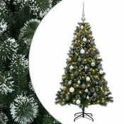 Vidaxl Umetna božična jelka z bučko 150 cm 150 LED Toplo bela