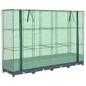 Vidaxl Dvignjena greda s pokrovom za rastlinjak videz ratana 160x40x123 cm