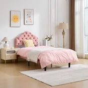 SONNENH Enojna postelja, 90 x 200 cm, žamet, rožnata, za spalnico