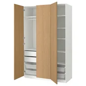PAX/STORKLINTA Garderobni sestav, bela/imitacija hrasta, 150x60x236 cm