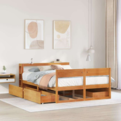 vidaXL vidaXL Posteljni okvir brez vzmetnice voščeno rjav 140x190 cm borovina, (21369161)