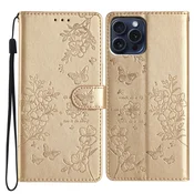 Eleganten etui ovitek za Samsung iPhone 16 Pro Max, Metulji, Gold
