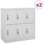 vidaXL omara s ključavnico 2 kosa svetlo siva 90x45x92,5 cm jeklo