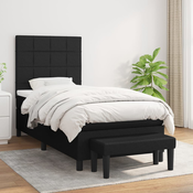 Greatstore Box spring postelja z vzmetnico črn 90x190 cm blago