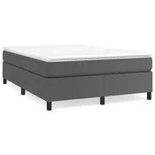 Vidaxl Posteljni okvir z vzmetmi siv 140x190 cm umetno usnje