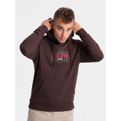 Ombre Mens Classic Printed Kangaroo Sweatshirt - Dark Brown
