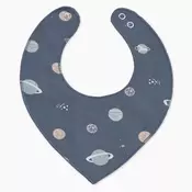 Nepremočljiv otroški slinček s planeti v petrol modri barvi