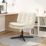 vidaXL Vrtilna sproščujoča stol z blazino Drugo krema 63 x 75 x 76 cm Žamet