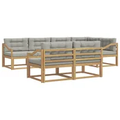 Set vanjskih sofa 6 pcs Bijela i svjetlosiva Poliester