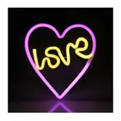 LED neonska zidna dekoracija LOVE LED/3W/3xAA USB ružicasta