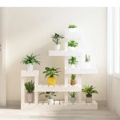 shumee vidaXL Stojalo za rastline, belo, 92x25x97 cm, masiven borov les