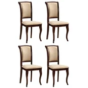 Casa Padrino Art Nouveau Dining Chair Set of 4 Cream/Gold/Dark Brown 44 x 44 x H. 96 cm - Elegant Solid Wood Kitchen Chairs with Stripes - Baroque & Art Nouveau Dining Room Furniture