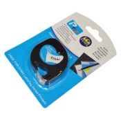 Fenix D-12267Bk/Clear PROZOREN trak ČRN izpis, 12mmx4m, plastificiran, za LetraTag tiskalnike nadomešča trak Dymo SO721530/12267
