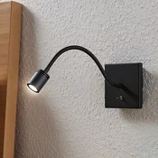 Lindby LED stenska svetilka Mayar, črna, kovinska, bralna svetilka, 11cm - spalnica - Sodobni - Kovina