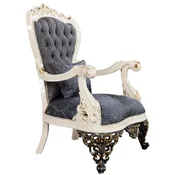 Casa Padrino luxury baroque armchair blue/white/gold - Magnificent living room armchair with elegant pattern - Luxury living room furniture in baroque style - Baroque furniture