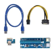 Qoltec Riser PCI-E 1x - 16x | USB 3.0 | različica 009S | SATA/PCI-E 6-pinski