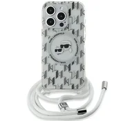 Karl Lagerfeld Etui Karl Lagerfeld IML Crossbody Monogram Karl & Choupette Head MagSafe za iPhone 15 Pro Max - prozorno