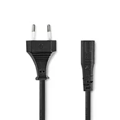 Nedis Napajalni kabel Euro moški IEC 320 C1 Naravnost Naravnost Ponikljano 2 00 m Zvit PVC Črna Oznaka