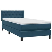 Vidaxl Box spring postelja z vzmetnico temno modra 80x220 cm žamet